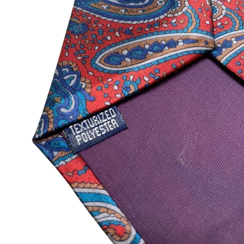 Starcy Ltd. Tie Men's Necktie Paisley Polyester Maroon Blue 80's